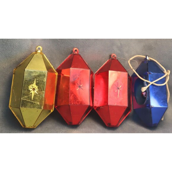 Vintage Jewel Brite Diorama Ornaments Atomic Star Poinsettias - Picture 6 of 6